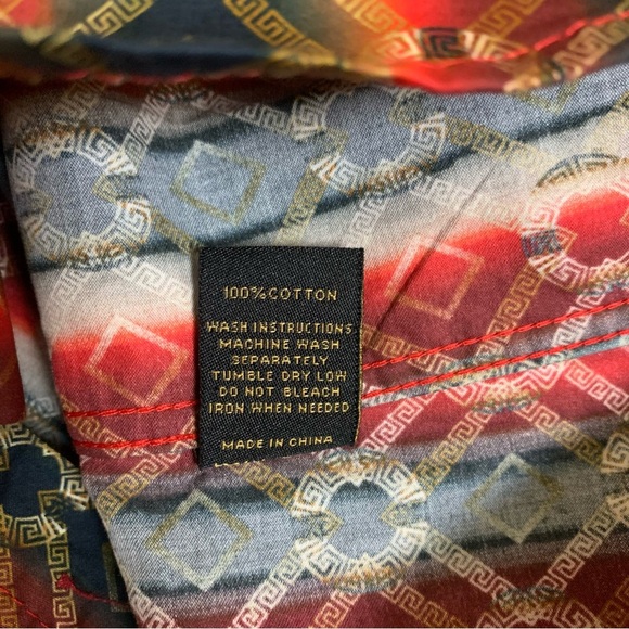 Platini Multicolor Geometric Print Button Up Shirt Long Sleeve XL Western Men’s - Picture 4 of 4